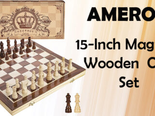 AMEROUS 15-Inch Magnetic Wooden Chess Set